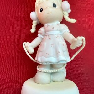 Precious Moments Cream and Pink Jump Rope Girl Figurine